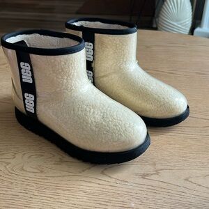 UGG Cream and Black Short Winter Rain Boots